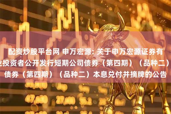 配资炒股平台网 申万宏源: 关于申万宏源证券有限公司2024年面向专业投资者公开发行短期公司债券（第四期）（品种二）本息兑付并摘牌的公告