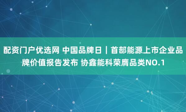 配资门户优选网 中国品牌日｜首部能源上市企业品牌价值报告发布 协鑫能科荣膺品类NO.1